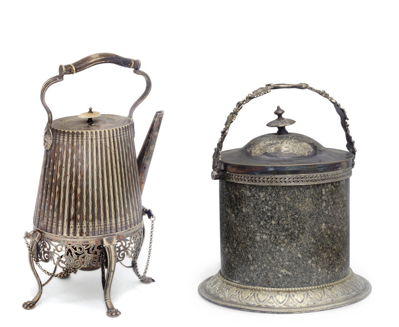 A Victorian electroplated kettle-on-stand