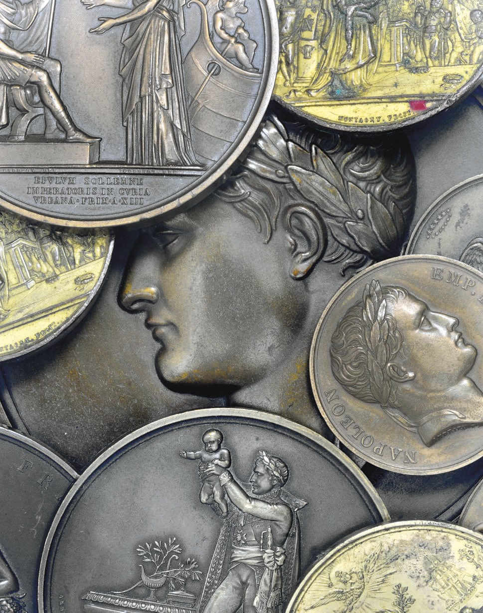 A collection of ten bronze medallions commemorating Napoleon