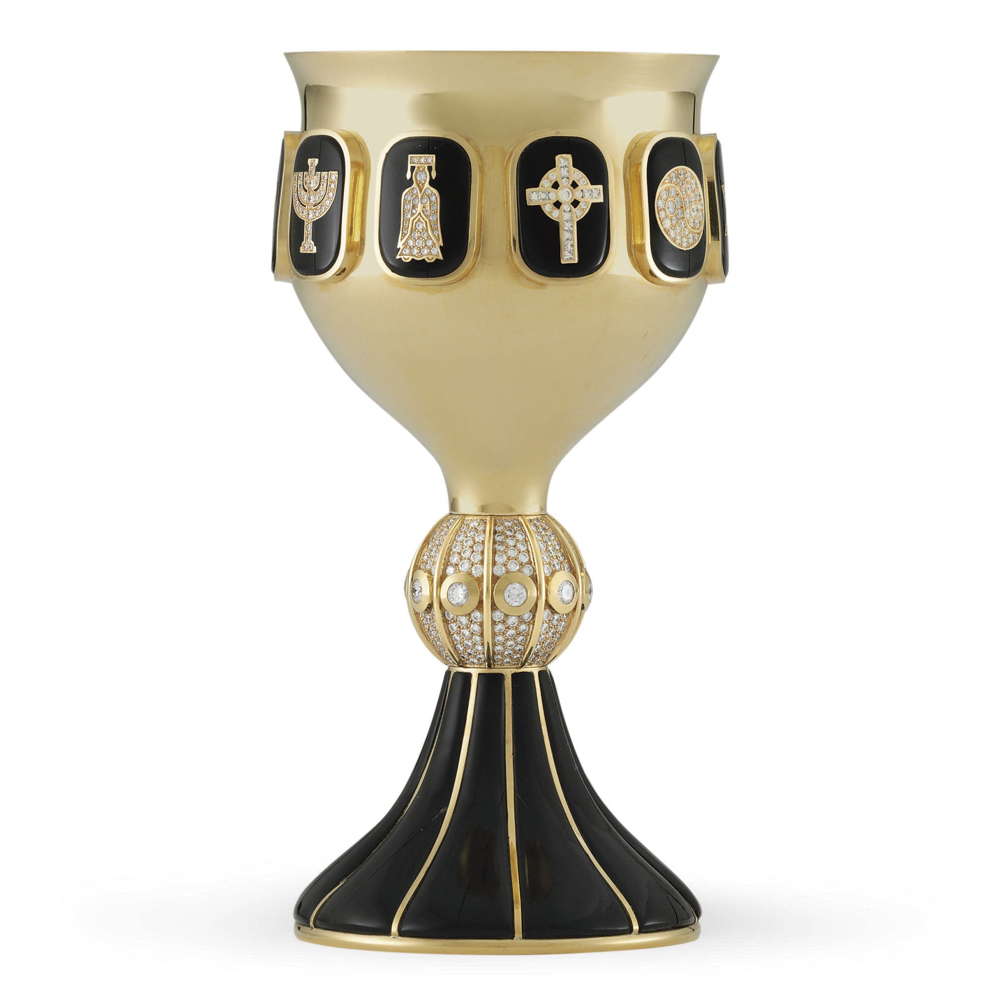 A GOLD, DIAMOND AND BLACK CORAL CHALICE**