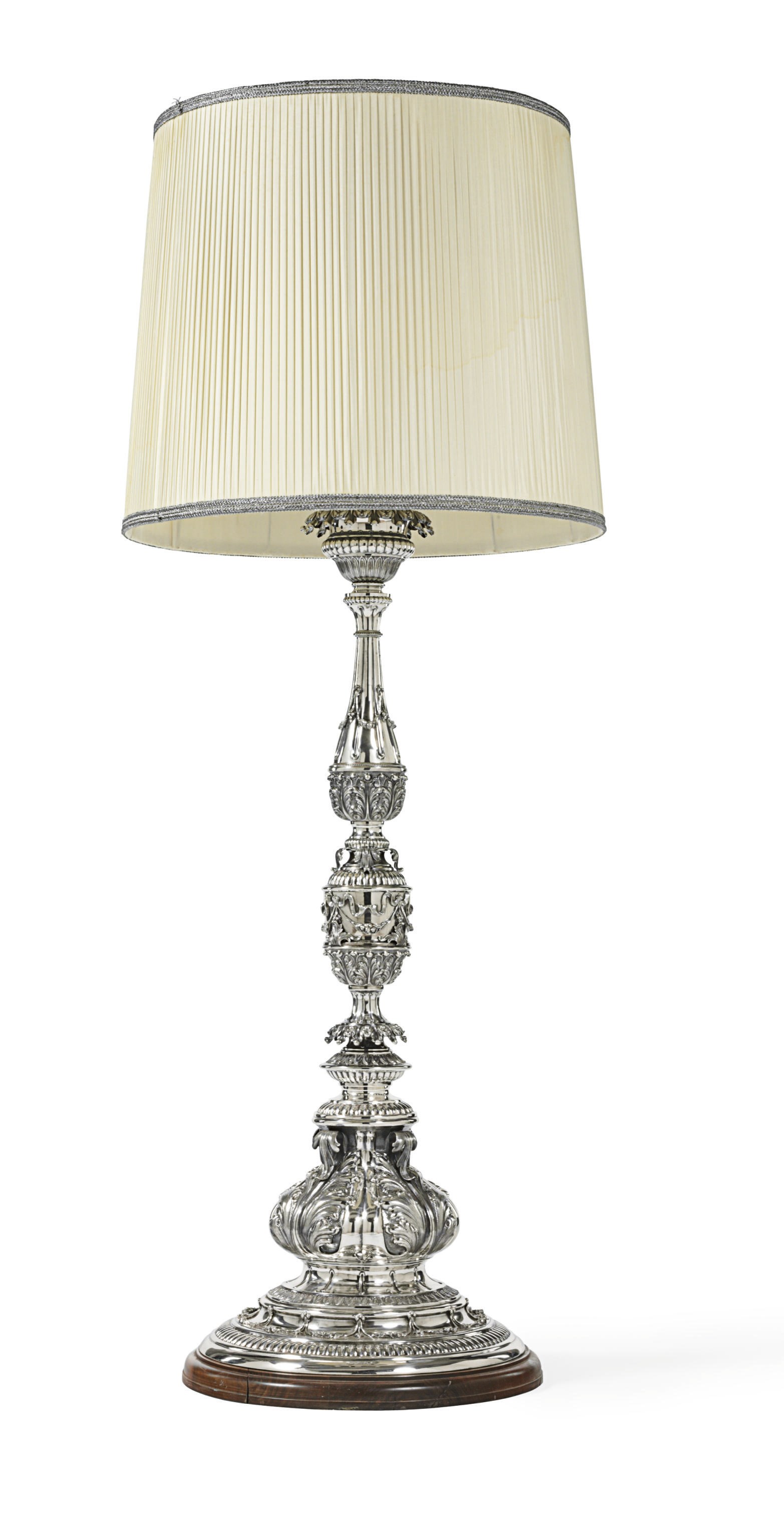 AN ITALIAN SILVER STANDING LAMP