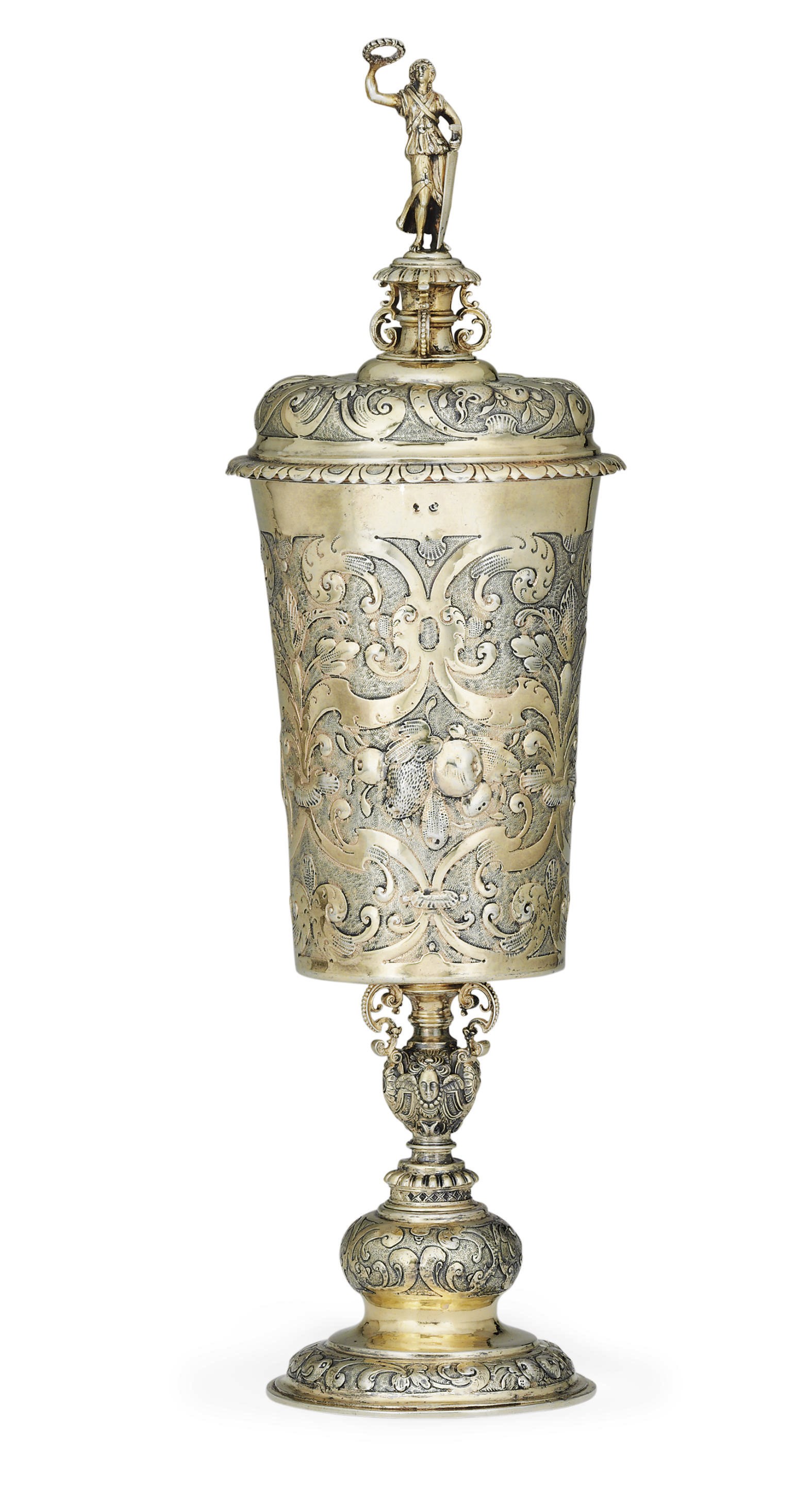 A FINE GERMAN SILVER-GILT STANDING CUP AND COVER