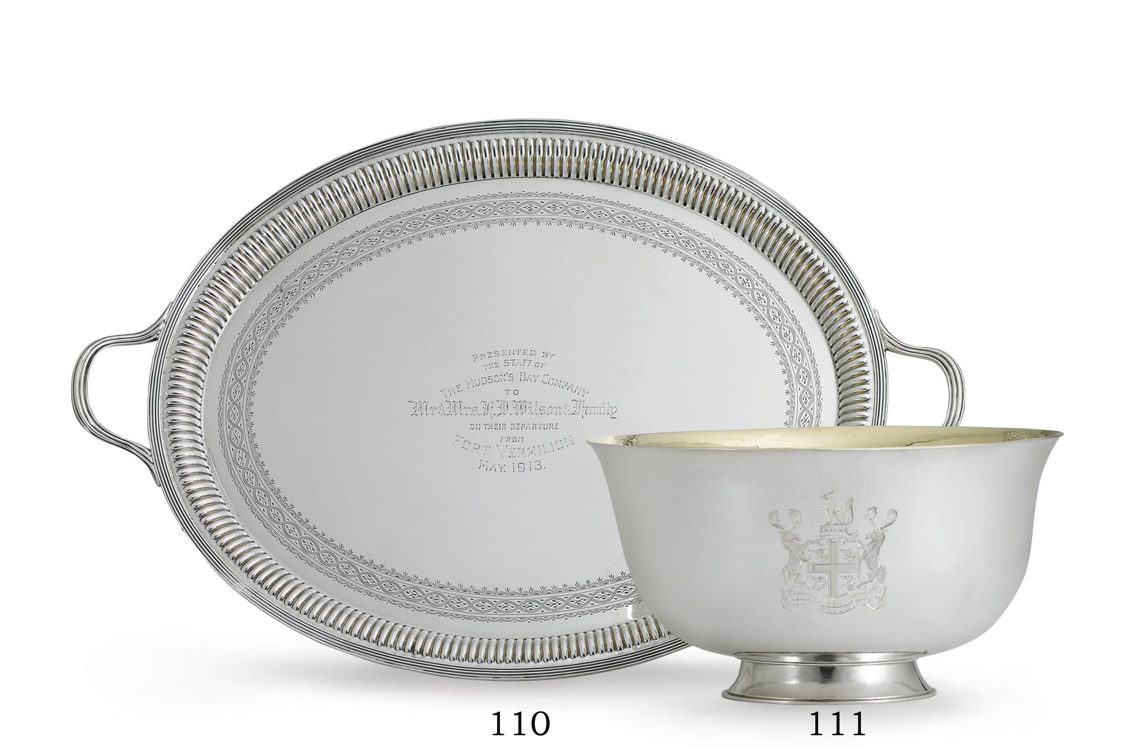 A GEORGE V SILVER PRESENTATION TRAY OF CANADIAN INTEREST