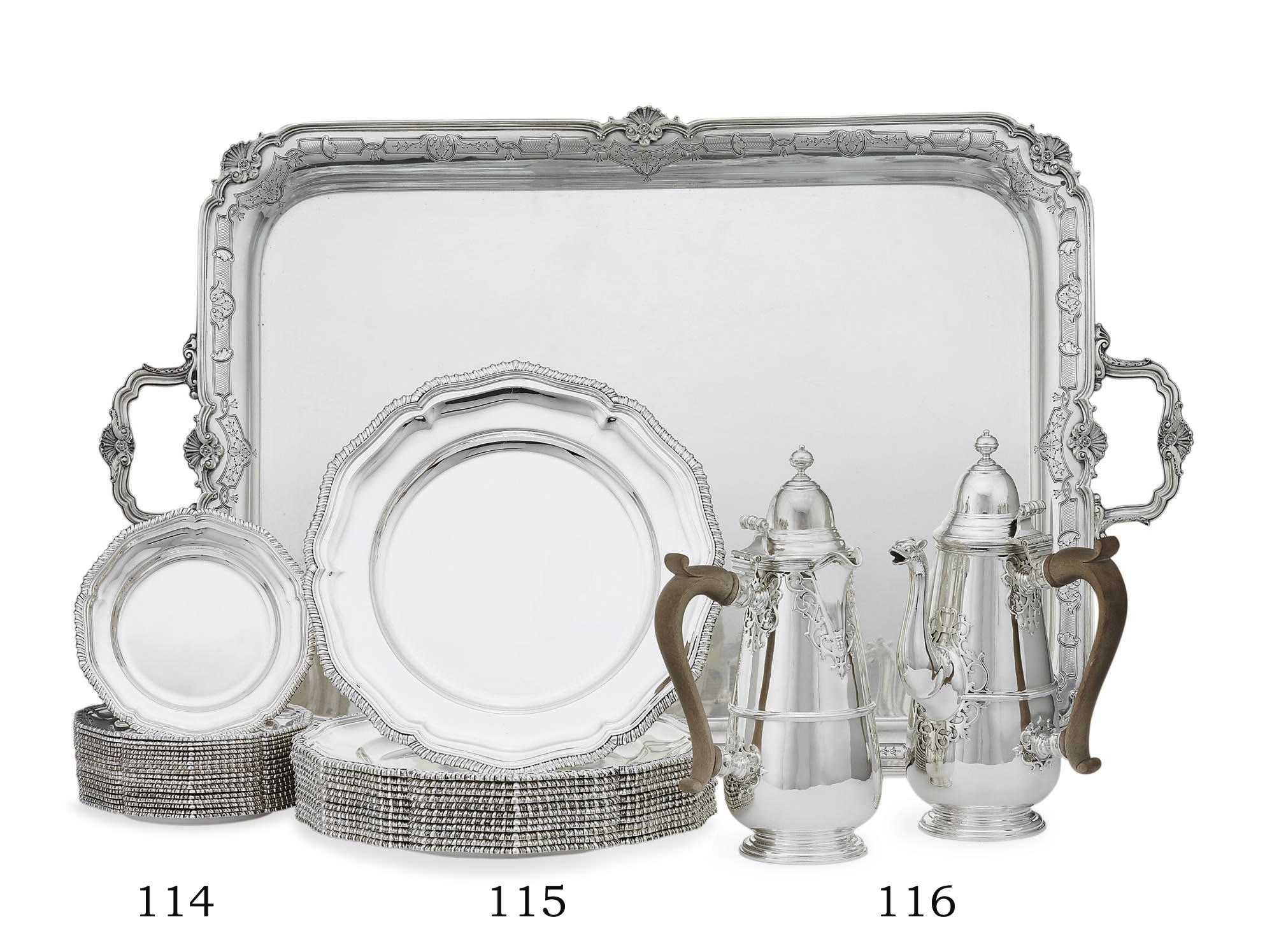 A GEORGE VI SILVER TWO-HANDLED TEA TRAY