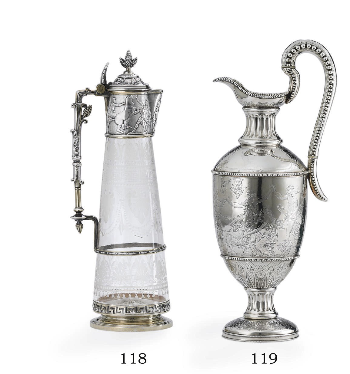 A VICTORIAN PARCEL-GILT SILVER-PLATED AND GLASS CLARET JUG
