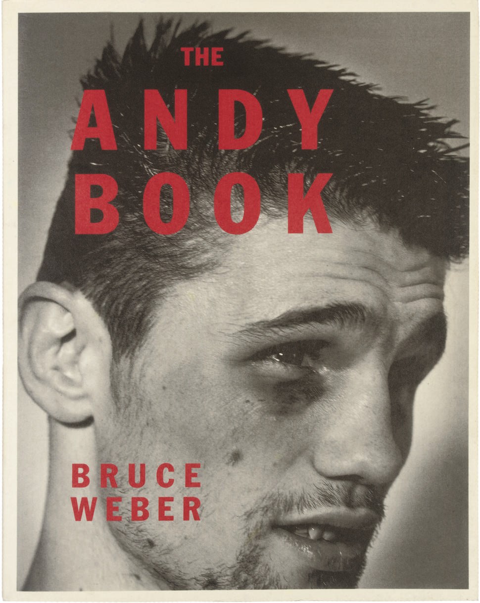 WEBER, Bruce.  The Andy Book. [Tokyo: Shotaro Okada, 1987]. 4° (304 x 238mm). Title printed in red, coloured and monochrome photographed illustrations, separate Japanese text pamphlet loosely-inserted. Original photographed wrappers, spine lettered in red.