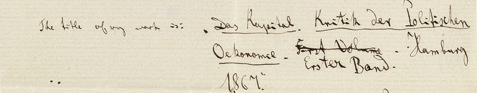 MARX, Karl (1818-1883). Autograph letter signed ('K. Marx') to Collet Dobson Collet, 23 November 1868, in English, one page, 8vo (209 x 136mm), integral blank (short tears to left and right margins).