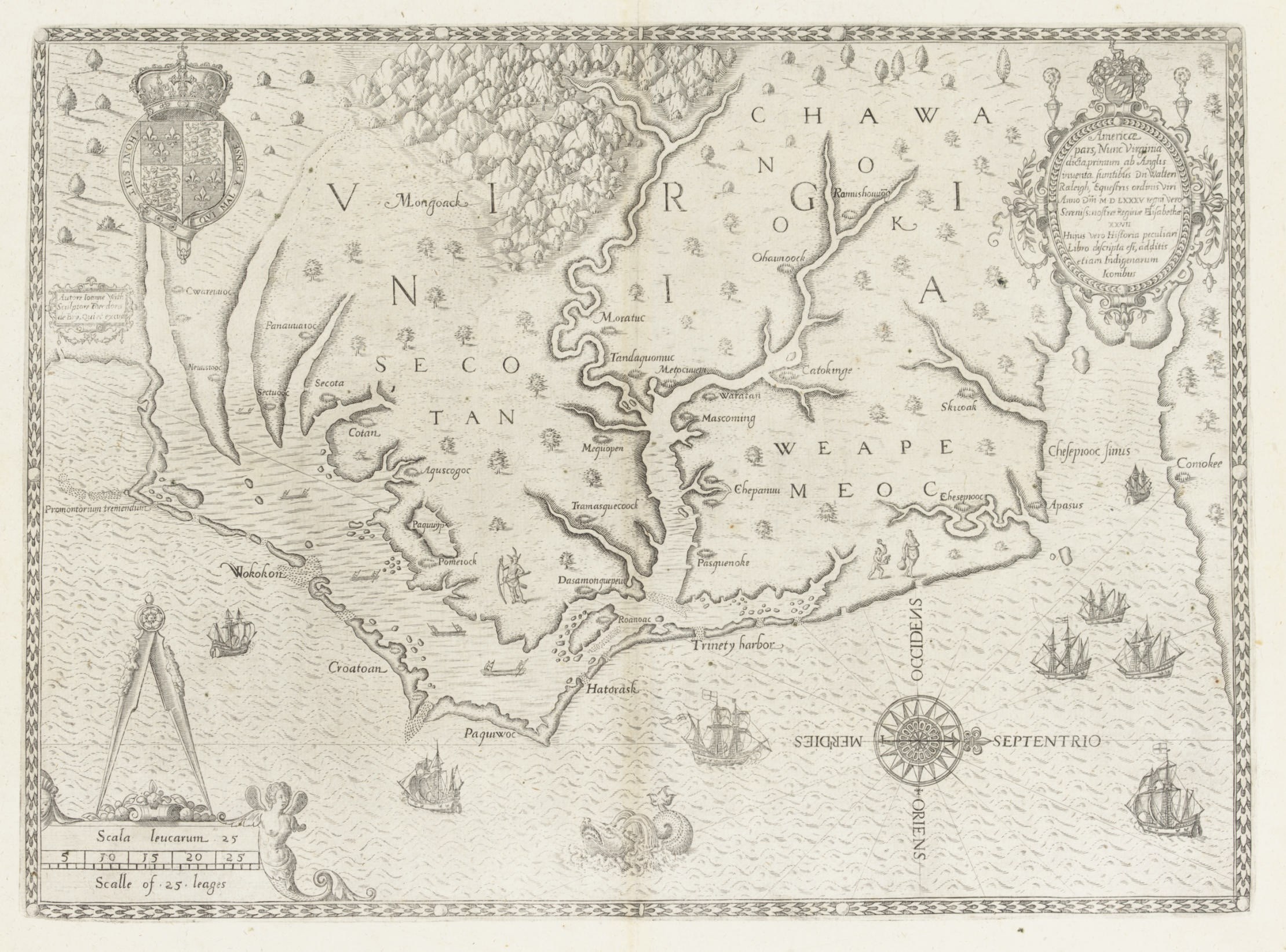 [VIRGINIA]. WHITE, John. Americae pars, nunc Virginiae dicta prinum an Anglis inventa... [Frankfurt am Main, 1590 or later].