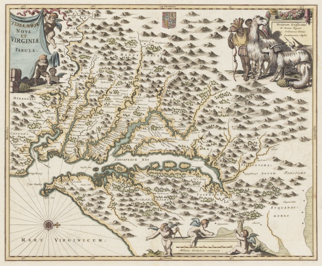 [VIRGINIA]. [MONTANUS, Arnoldus or John OGILBY (1600-1676)]. Nova Virginiae Tabula. [Amsterdam or London, 1671].