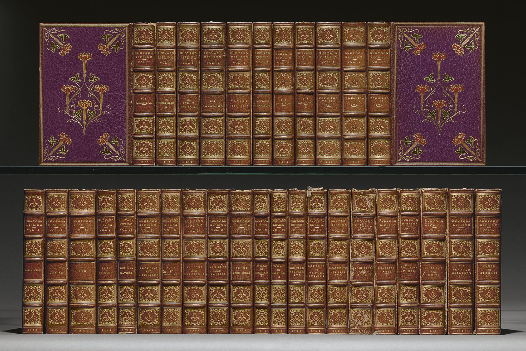 KIPLING, Rudyard. Works. London: Macmillan, 1897-1919; London: W. Thacker and Co., 1898 [vol. 32].