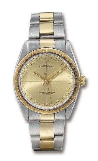 ROLEX, "OYSTER-PERPETUAL" REF. 1038

STAINLESS STEEL AND GOLD SELF-WINDING BRACELET WATCH WITH SWEEP SECONDS