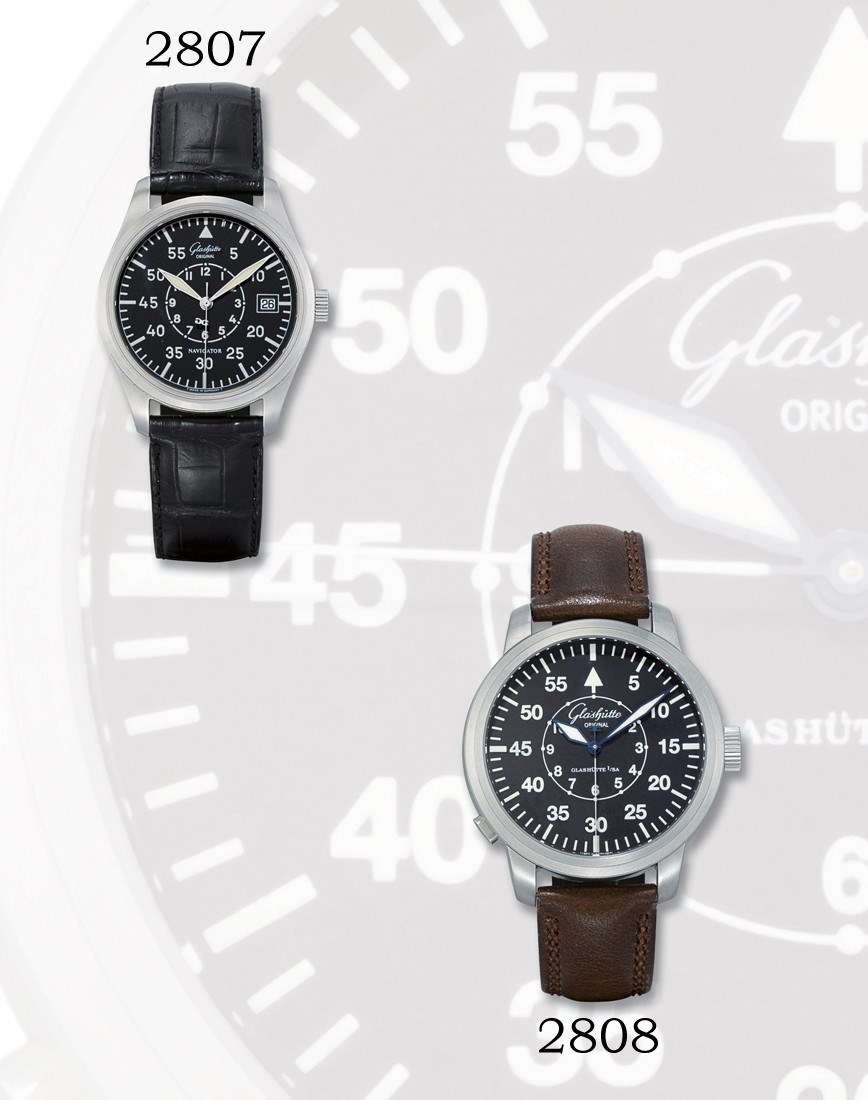 GLASHÜTTE ORIGINAL, "NAVIGATOR"

STAINLESS STEEL SELF-WINDING AVIATOR'S WRISTWATCH WITH SWEEP SECONDS AND DATE DISPLAY