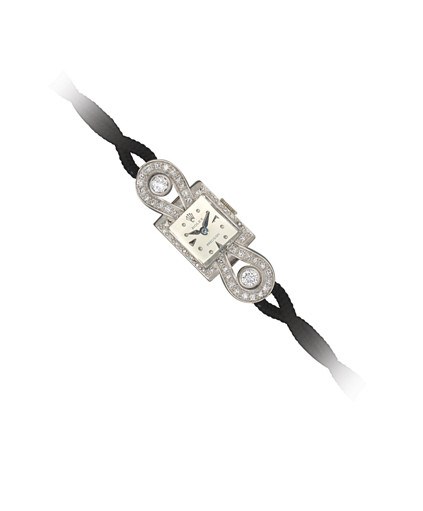 ROLEX, "PRECISION"

LADY'S 18K WHITE GOLD AND DIAMOND-SET MANUAL-WINDING SQUARE WRISTWATCH