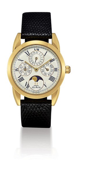 OMEGA, "LOUIS BRANDT, QUANTIEME PERPETUEL"

18K GOLD SELF-WINDING PERPETUAL CALENDAR WRISTWATCH WITH MOON-PHASE DISPLAY