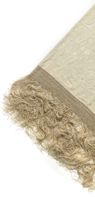 AN IVORY SILK CANTON SHAWL