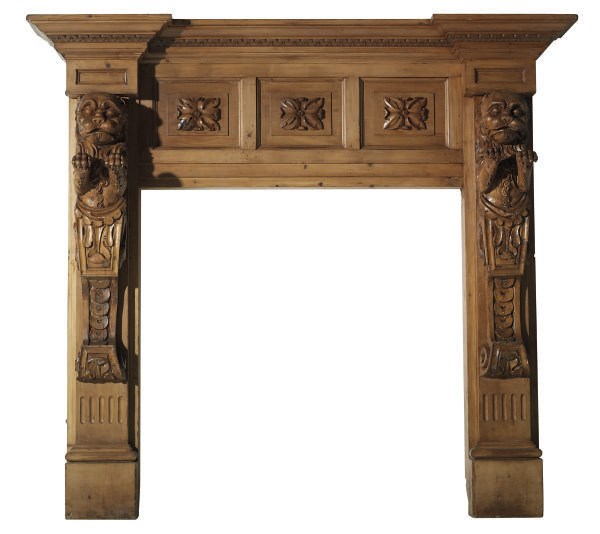 A VICTORIAN PINE CHIMNEYPIECE