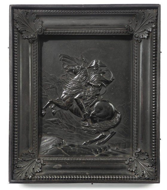 A BERLIN IRON PLAQUE OF NAPOLEON BONAPARTE CROSSING THE ALPS