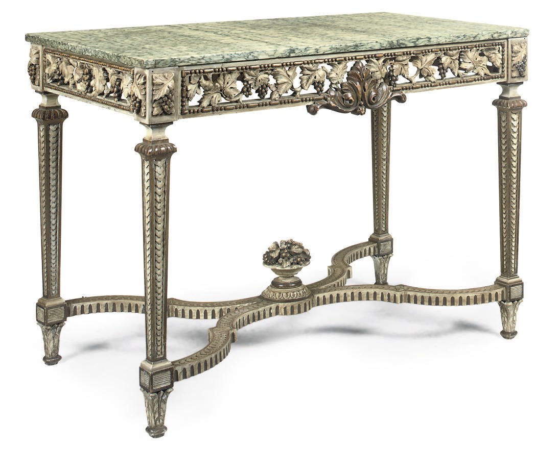 A FRENCH PARCEL-GILT PAINTED CENTRE TABLE