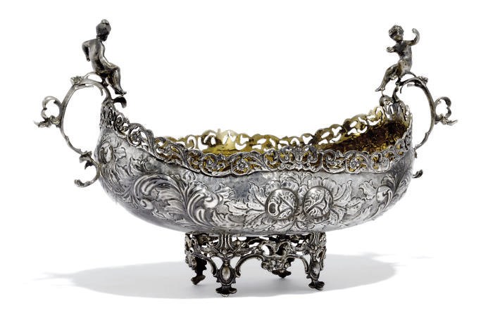 A GREEK/CYPRIOT METALWARE JARDINIERE