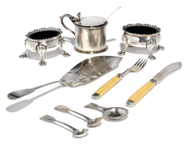 A PAIR OF GEORGE III OVAL SILVER SALTS