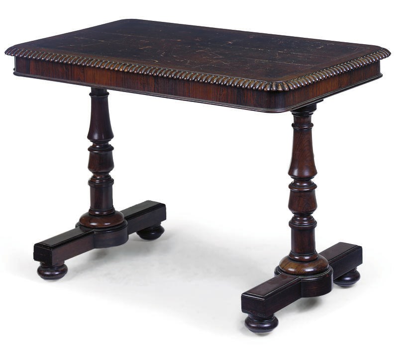 A LATE REGENCY ROSEWOOD LIBRARY TABLE