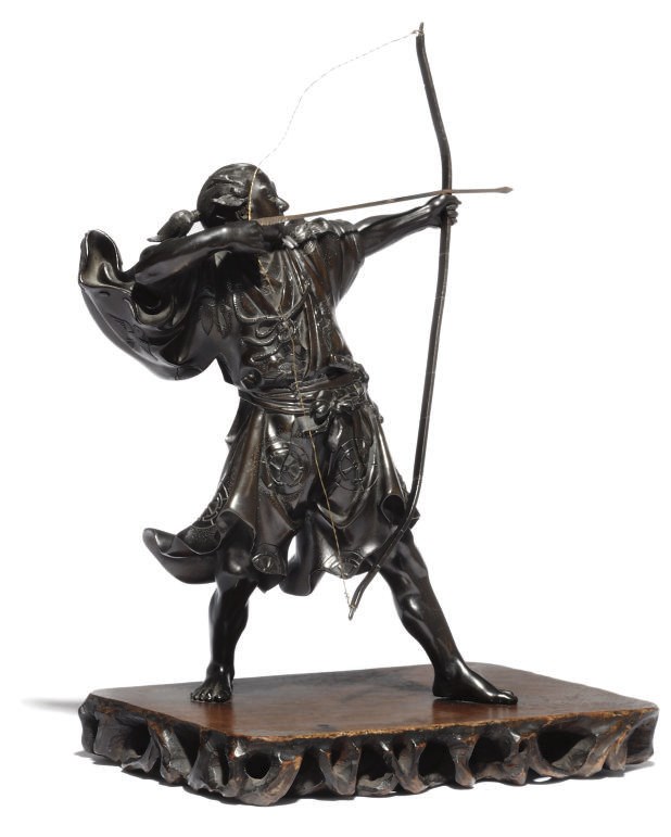 A Bronze Model of an Archer, signed Gyoko, Meiji Period (1868-1912)