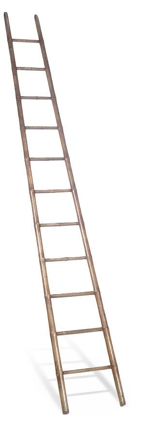 A VICTORIAN PAINTED ASH FAUX BAMBOO LIBRARY LADDER