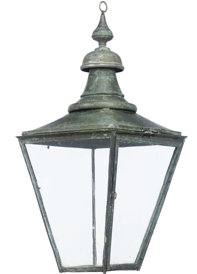 A VICTORIAN COPPER STREET LANTERN