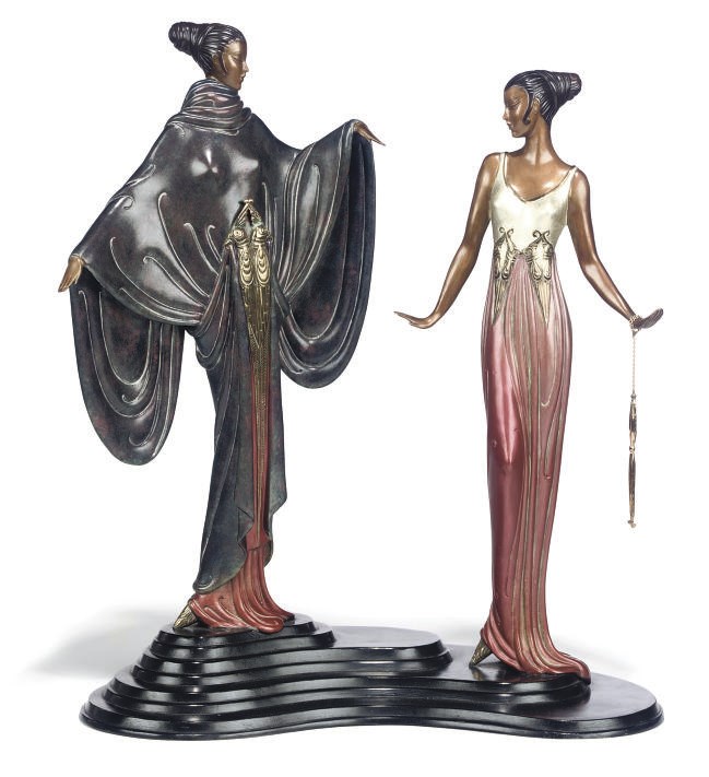 AN ART DECO STYLE BRONZE GROUP ENTITLED DREAMBIRDS
