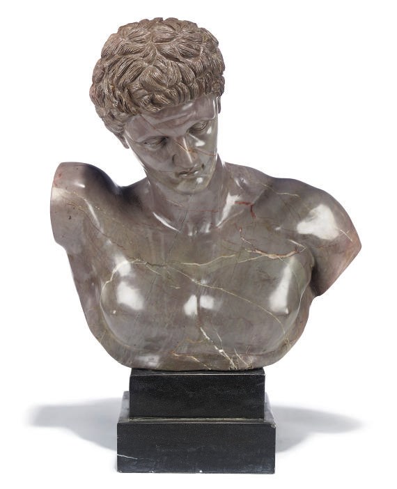 A MODERN MARBLE BUST OF THE APOLLO BELVEDERE