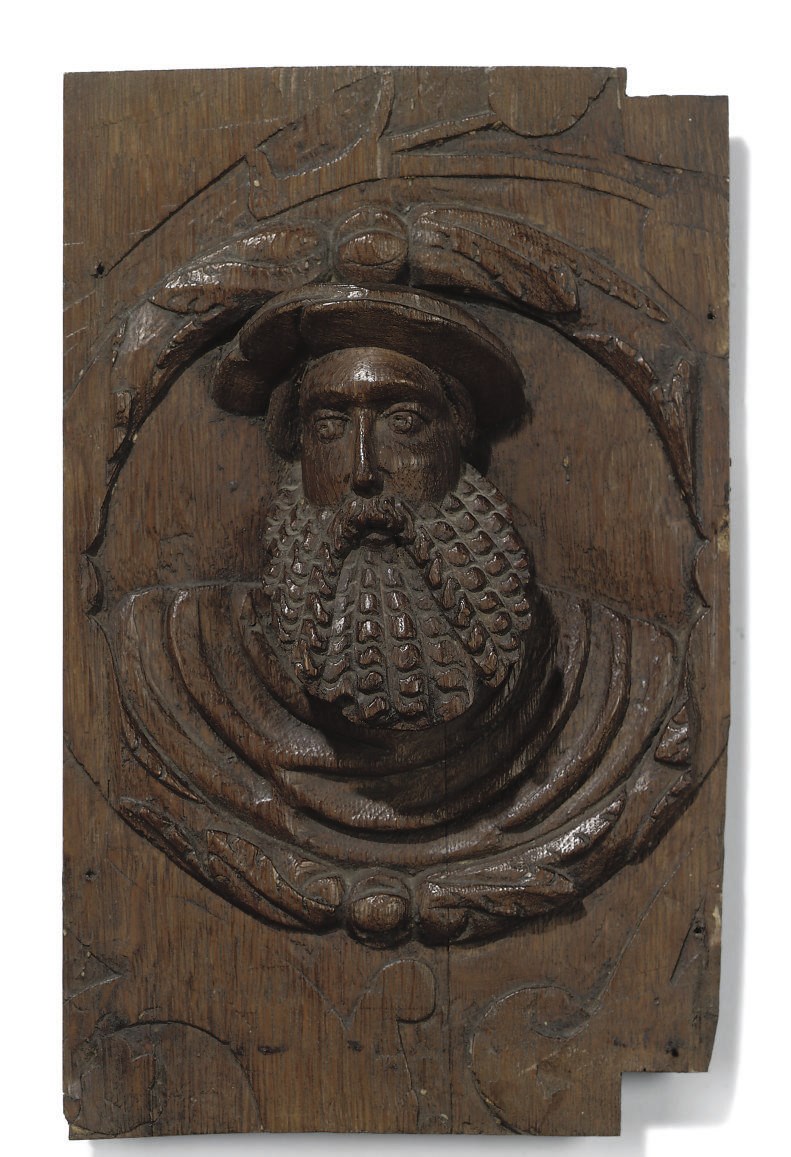 A RENAISSANCE OAK 'ROMAYNE HEAD' PANEL