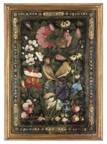 A LARGE QAJAR LACQUER BOOK COVER, IRAN, 19TH CENTURY