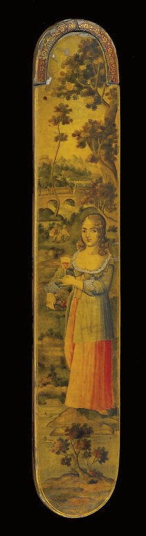 A SIGNED QAJAR LACQUER QALAMDAN, IRAN, 19TH CENTURY
