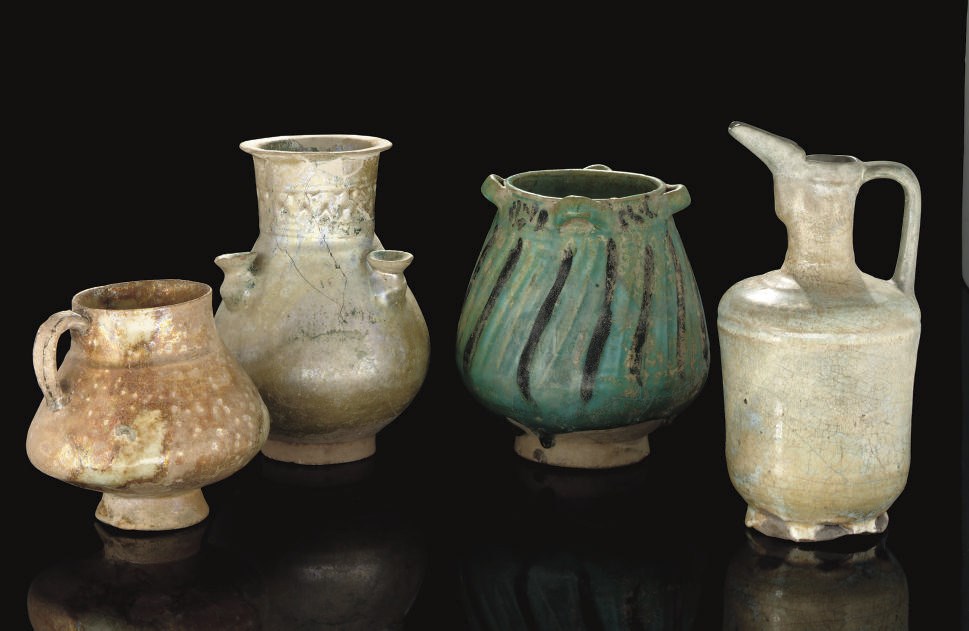 A GROUP OF POTTERY VASES AND WASTER, IRAN AND SYRIA, 12TH-13TH CENTURY
