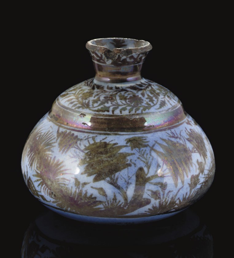 A SAFAVID BLUE LUSTRE KALIAN, IRAN, 17TH CENTURY