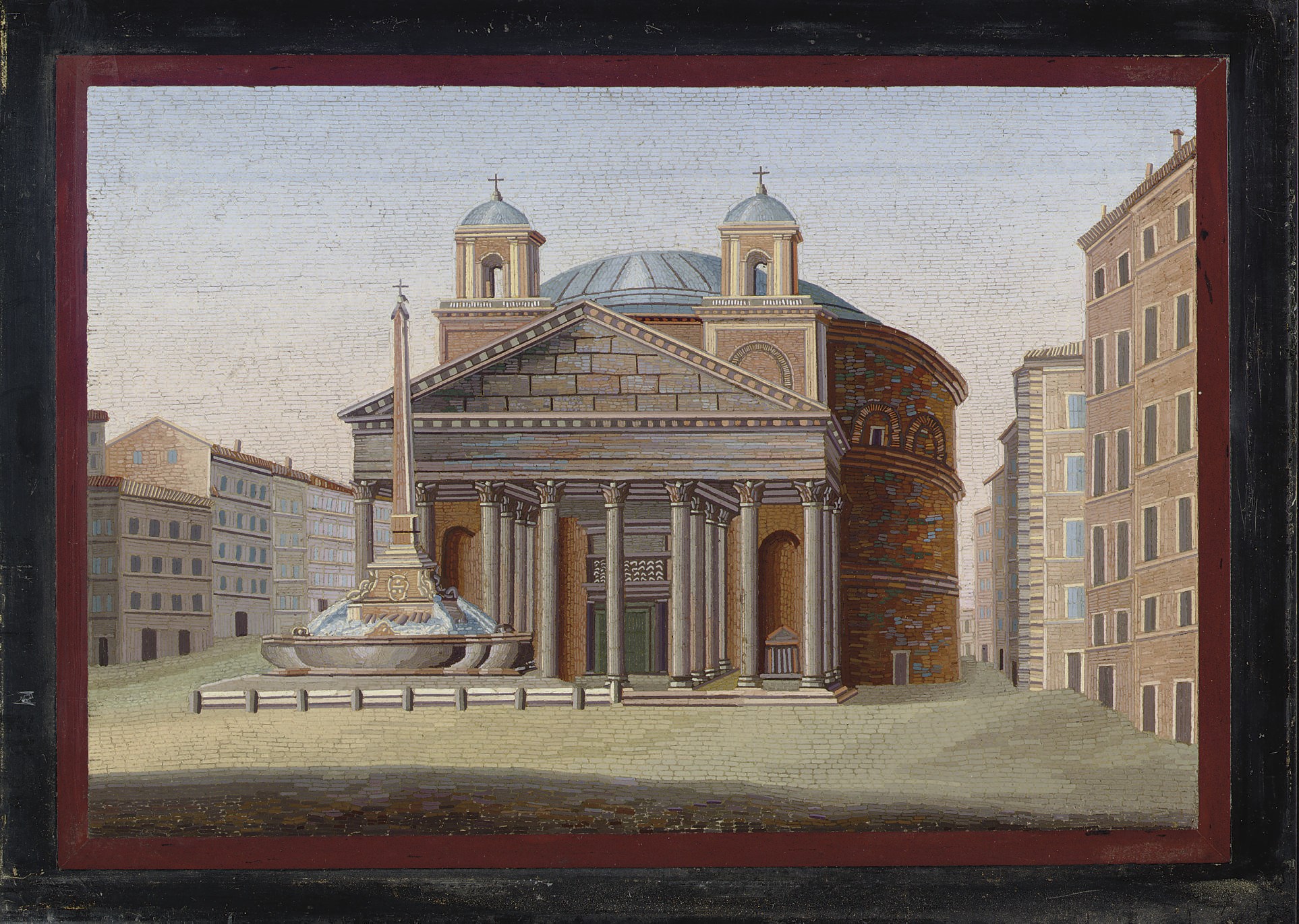 A ROMAN MICROMOSAIC PANEL DEPICTING THE PIAZZA DELLA ROTONDA WITH A VIEW OF THE PANTHEON