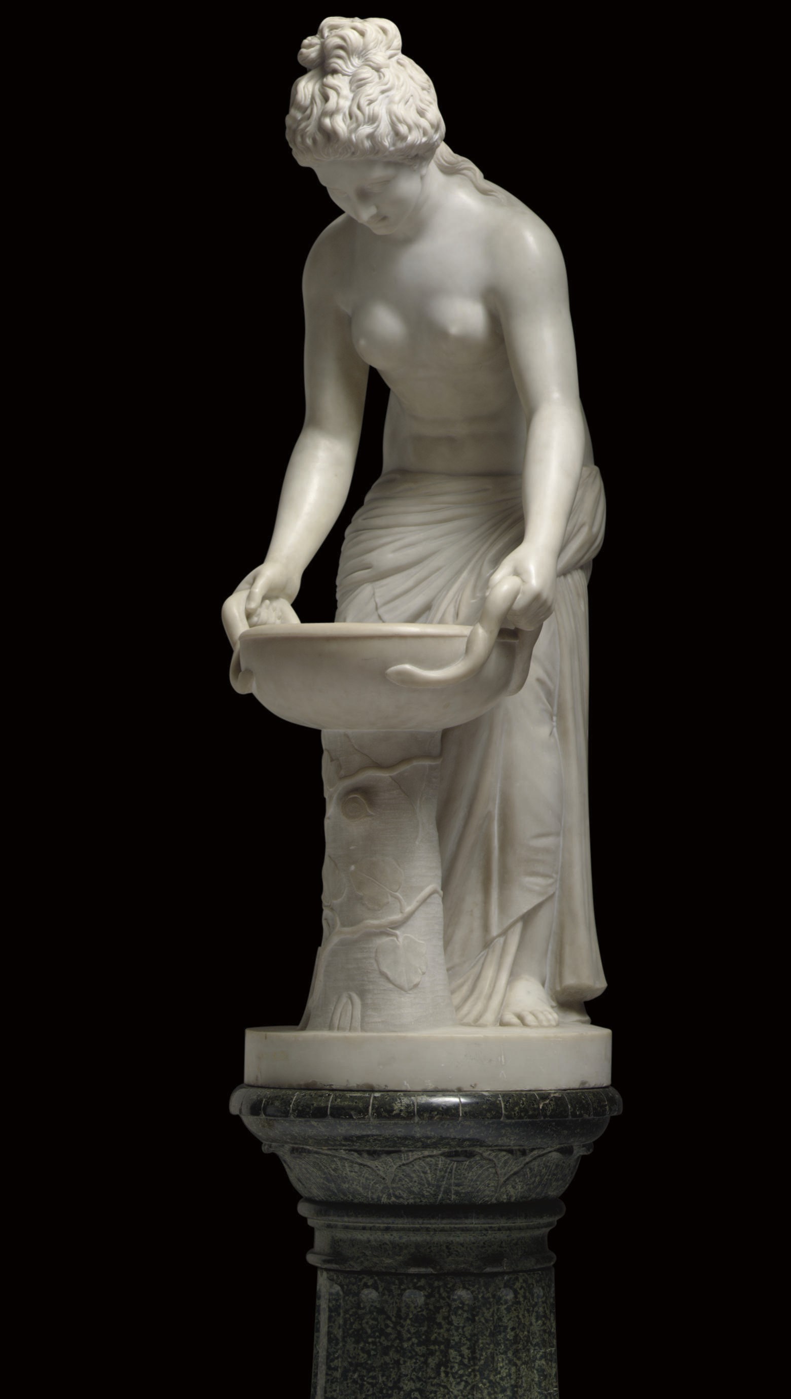 AN ITALIAN MARBLE FIGURE ENTITLED 'REFLECTED BEAUTY'