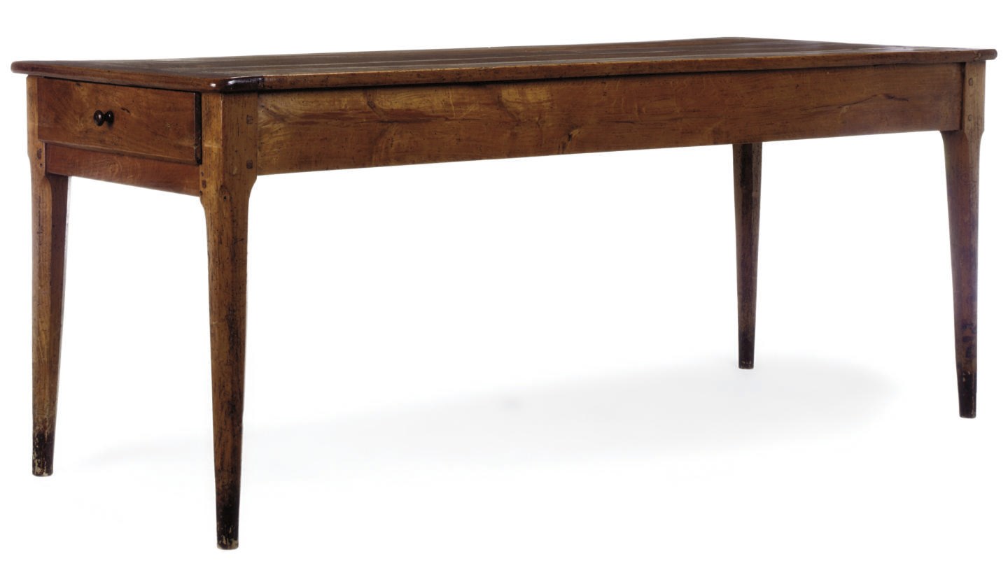 A FRENCH CHERRYWOOD FARMHOUSE TABLE