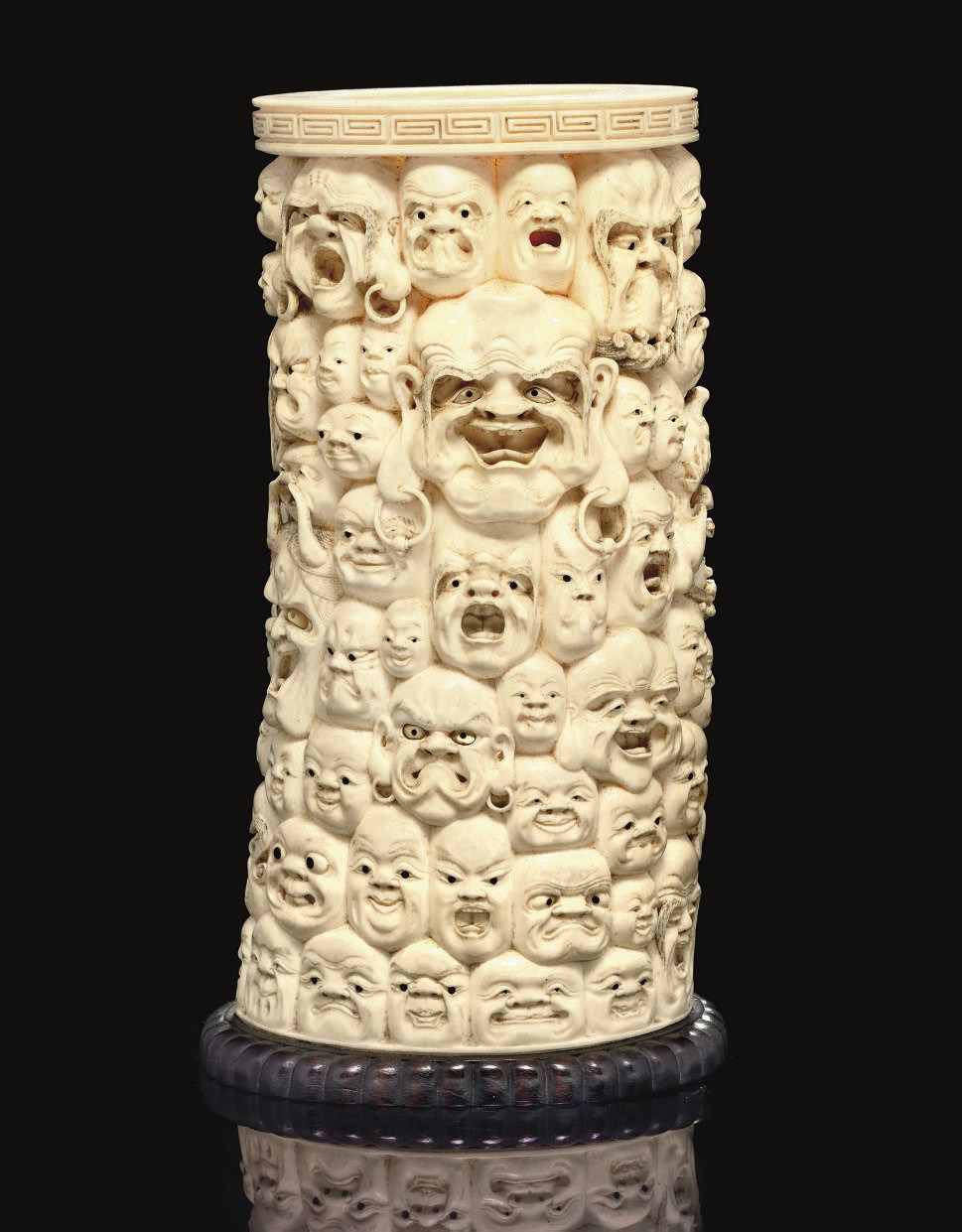 An Ivory Tusk Vase, Signed Gyokuzan, Meiji Period (1868-1912)