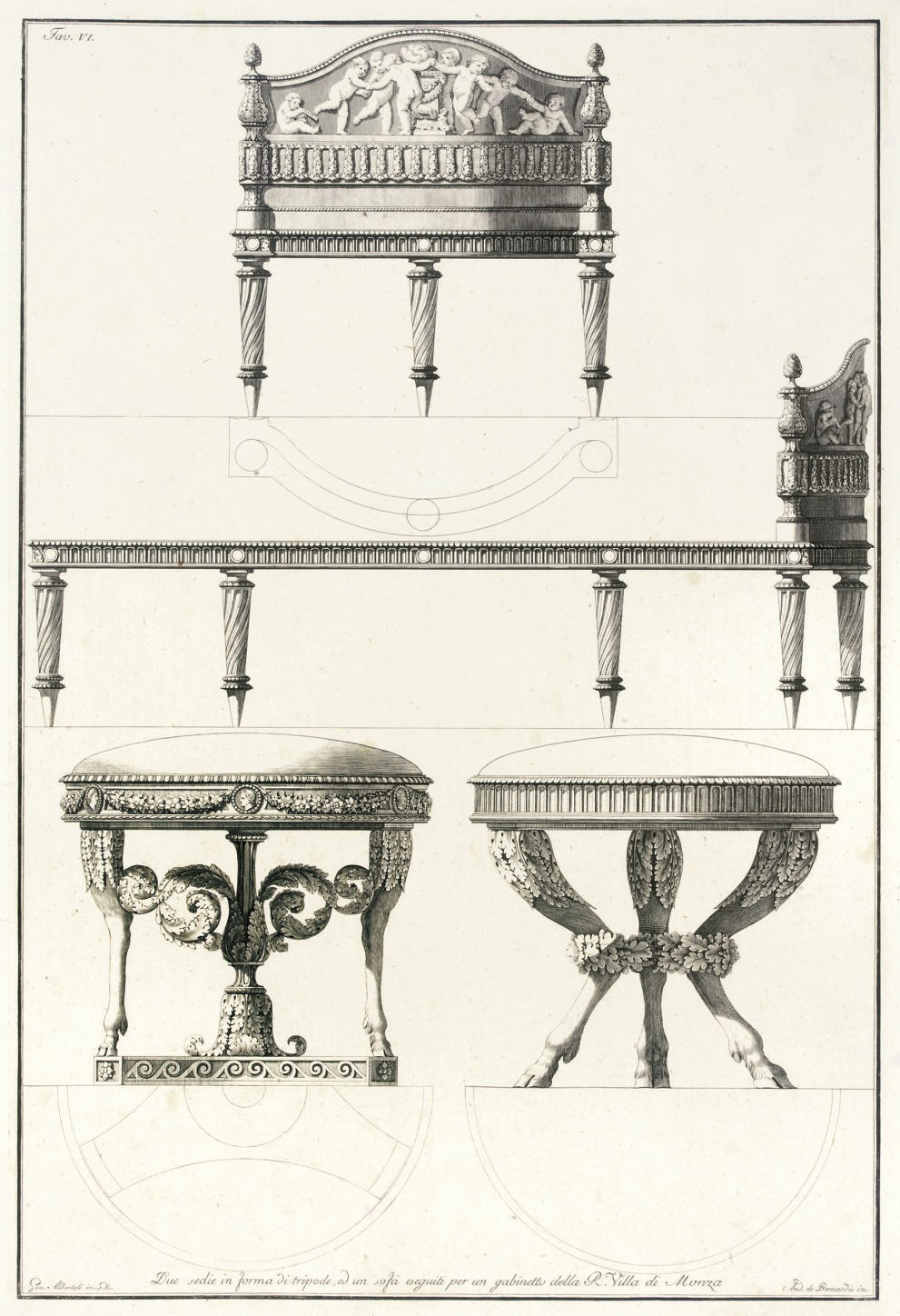 ALBERTOLLI, Giocondo (1743-1839).  Ornamenti diversi. Milan: si vendono dallo stesso Albertolli, [1782]. 2° (523 x 380mm). Engraved title and 24 plates on 22 sheets by Giacomi Mercoli after the author. Contemporary mottled sheep (very rubbed). FIRST EDITION. Berlin Katalog 595; Cicognara 390.