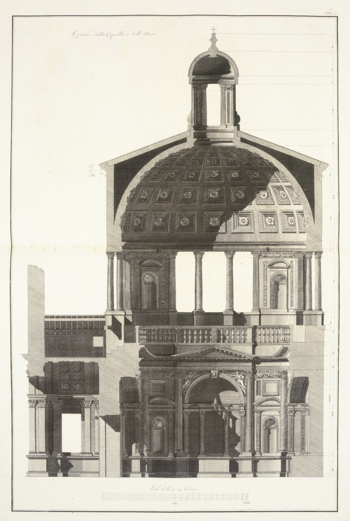 SAMMICHELI, Michele. Cappella della famiglia Pellegrini esistente nella chiesa di San Bernardino di Verona. Verona: Giuliari, 1816. 2° (539 x 383mm). 30 engraved plates by Mercoli. Contemporary boards with red lettering piece on spine (a trifle rubbed).