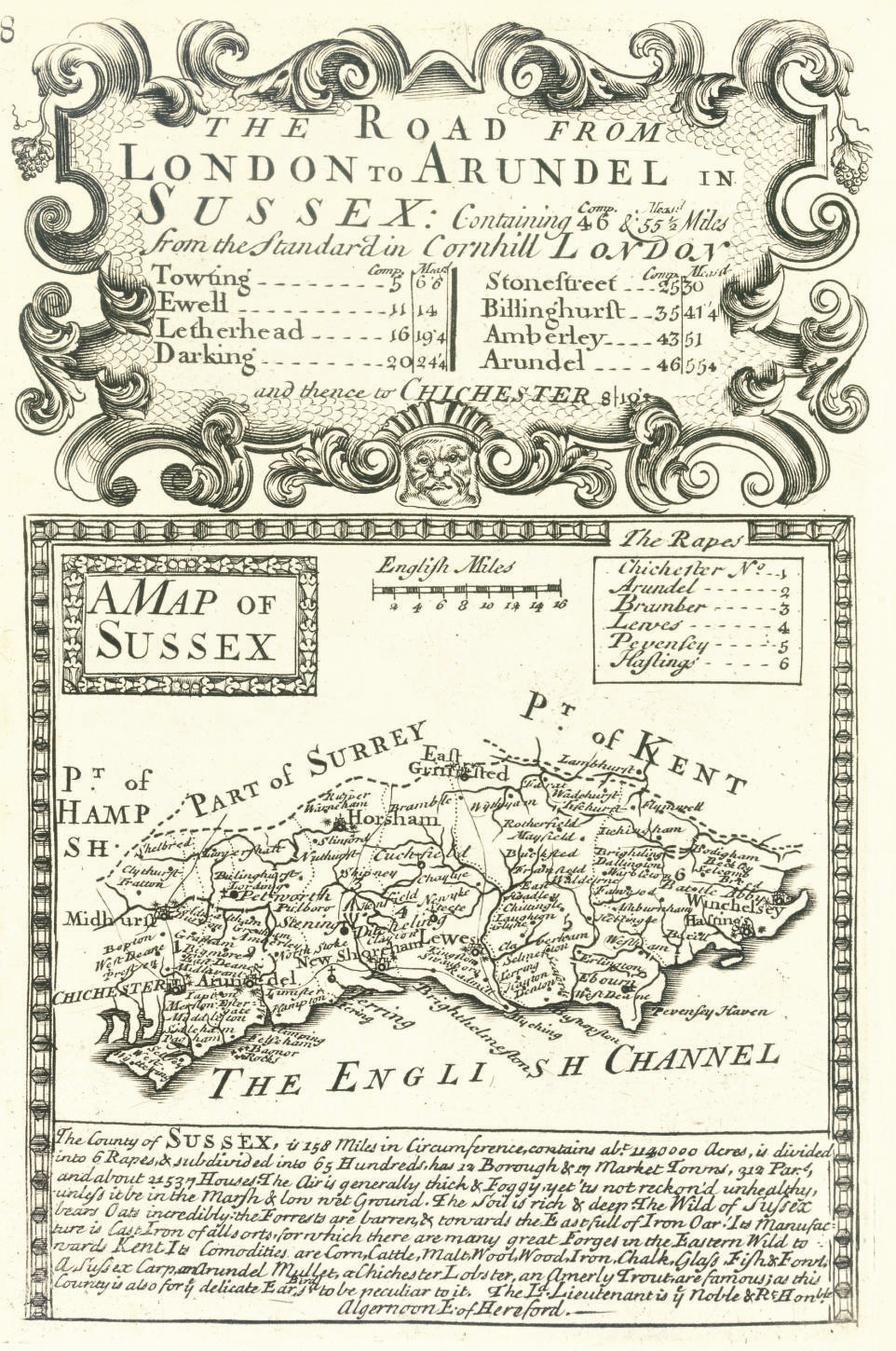 OWEN, John & Emanuel BOWEN (d. 1767).  Bowles's Britannia Depicta: or, Ogilby Improved.  Being an Actual Survey of all the Direct and Principal Cross Roads of England and Wales. London: Carington Bowles, [c.1764]. Small 4° (200 x 150mm). 273 engraved county maps and strip maps, baroque cartouches, coats-of-arms. Contemporary speckled calf gilt (rebacked preserving old lettering-piece). Provenance: Aldborough (early cropped signature on title). cf. Chubb CLVI. The present copy, which is undated, does not conform exactly to any of the Chubb entries.