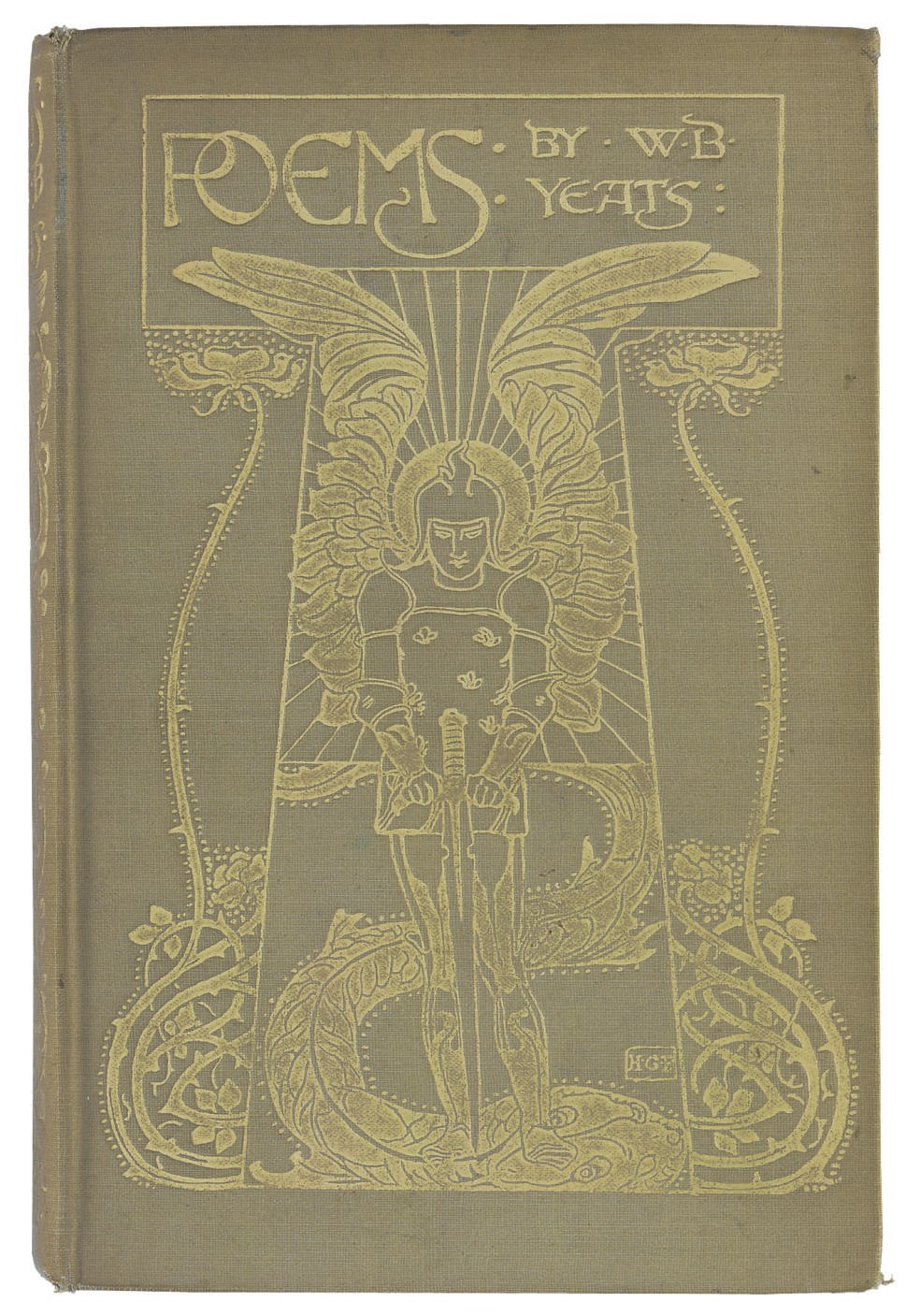 YEATS, William Butler (1865-1939).  Poems. London: T. Fisher Unwin, 1895. 8°. Half title, pictorial title. Original tan pictorial cloth gilt after a design by H. Granville Fell, uncut (a few chips to foot of spine). ONE OF 750 COPIES. Wade 15.