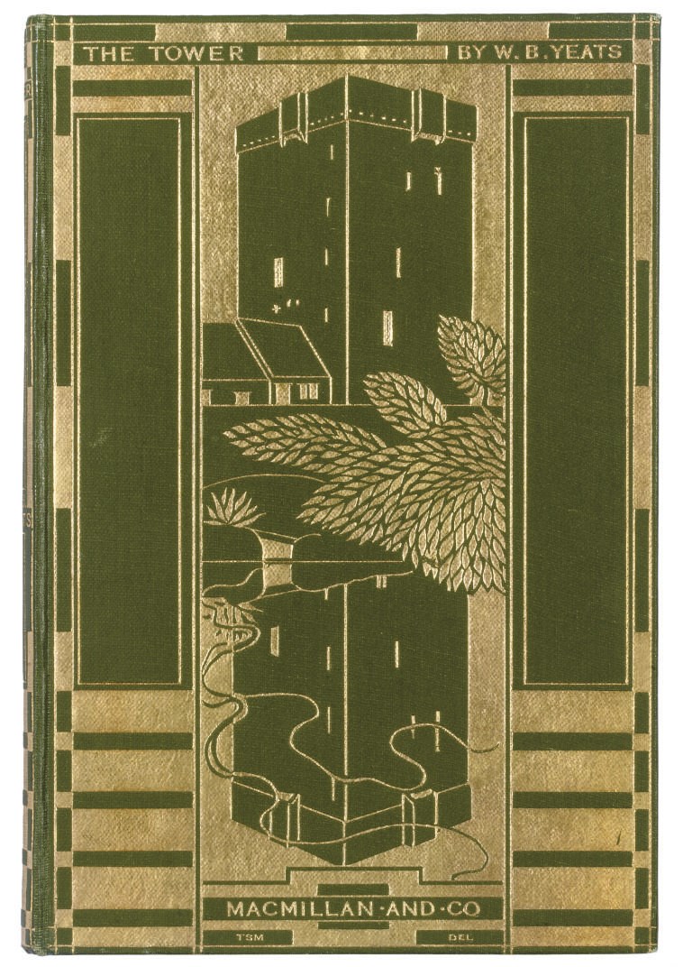 YEATS, William Butler (1865-1939).  The Tower. London: Macmillan and Co., 1928. 8°. Half title, 2-pages of publisher's advertisements at the end. Original green pictorial cloth gilt designed by T. Sturge Moore, uncut, partly unopened. AN EXCEPTIONALLY FINE COPY OF THE FIRST EDITION. Wade 158: "the edition consisted of 2000 copies."