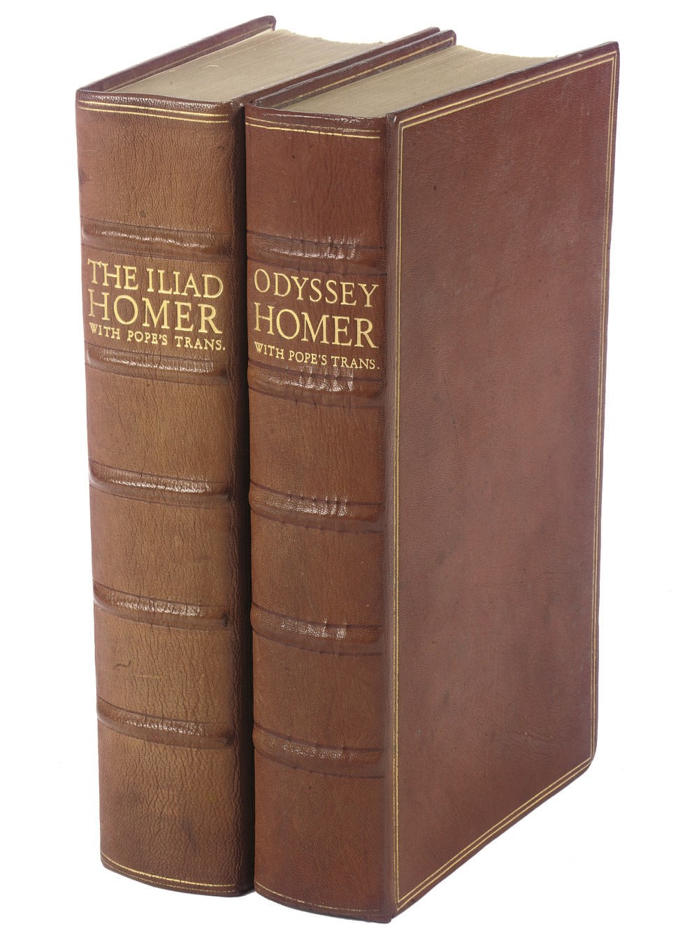 NONESUCH PRESS -- HOMER.  The Iliad and The Odyssey, translated by Alexander Pope. London: The Nonesuch Press, 1931. 2 volumes, small 2° (265 x 154mm). Titles printed in red and black, decorations by Rudolf Koch. Original niger morocco gilt, top edges gilt, others uncut. NUMBERS 313 OF 1,450 COPIES AND 3 OF 1,300 COPIES RESPECTIVELY.