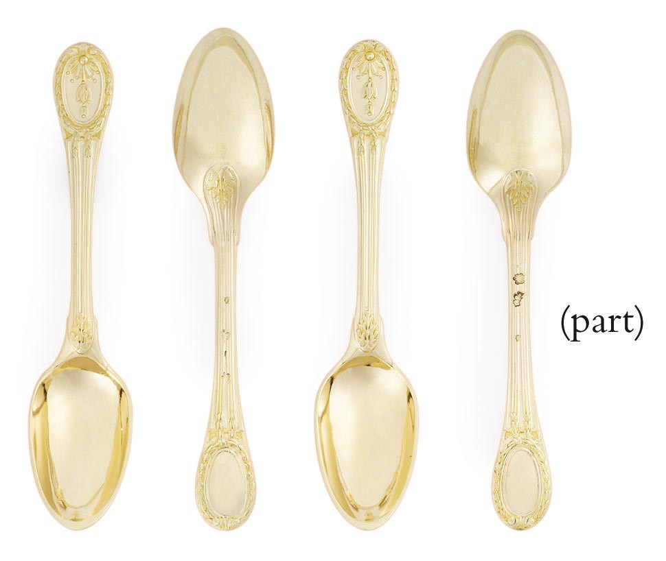 A SET OF TWELVE LOUIS XVI SILVER-GILT TEASPOONS