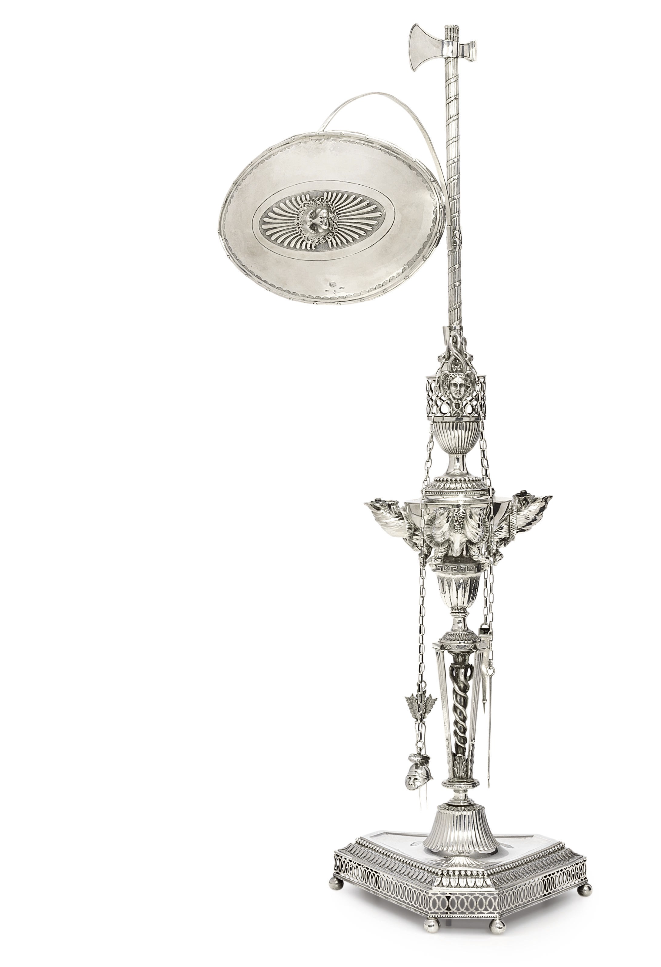 AN IMPORTANT ITALIAN SILVER LIBRARY-LAMP