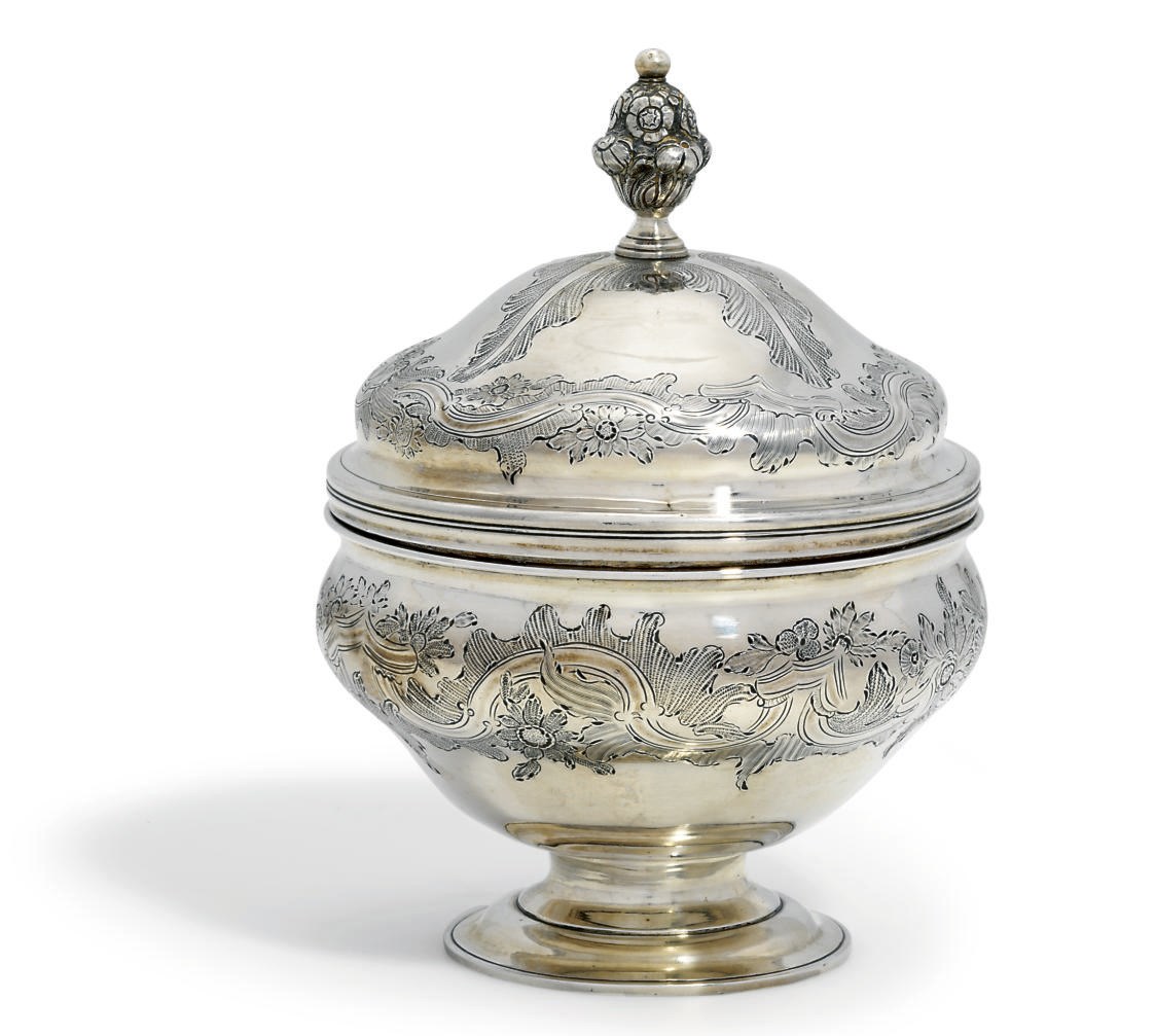 A PORTUGUESE SILVER BOWL AND COVER