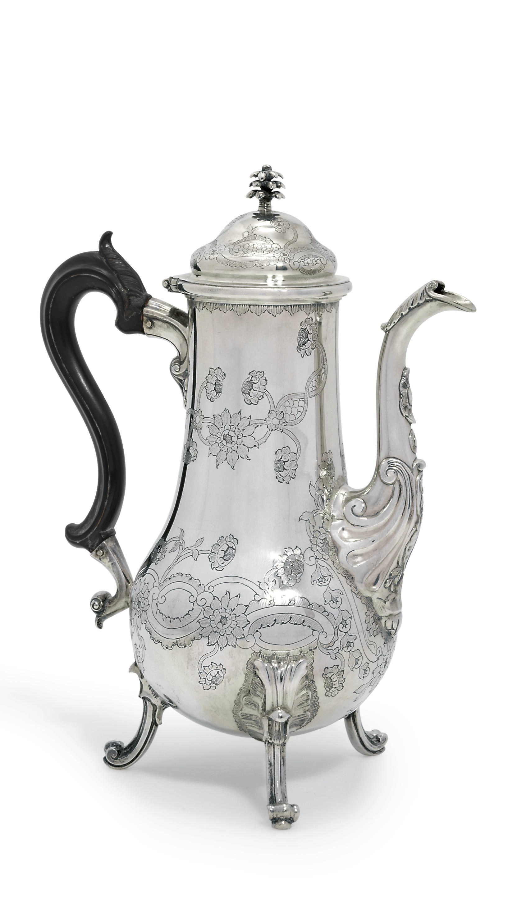 A PORTUGESE SILVER COFFEE-POT