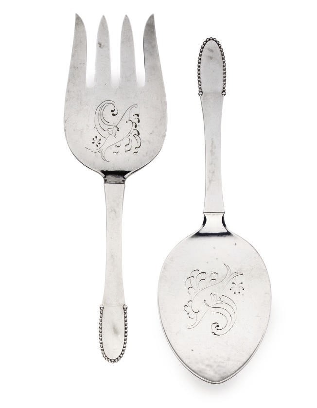 A PAIR OF DANISH SILVER FISH-SERVERS