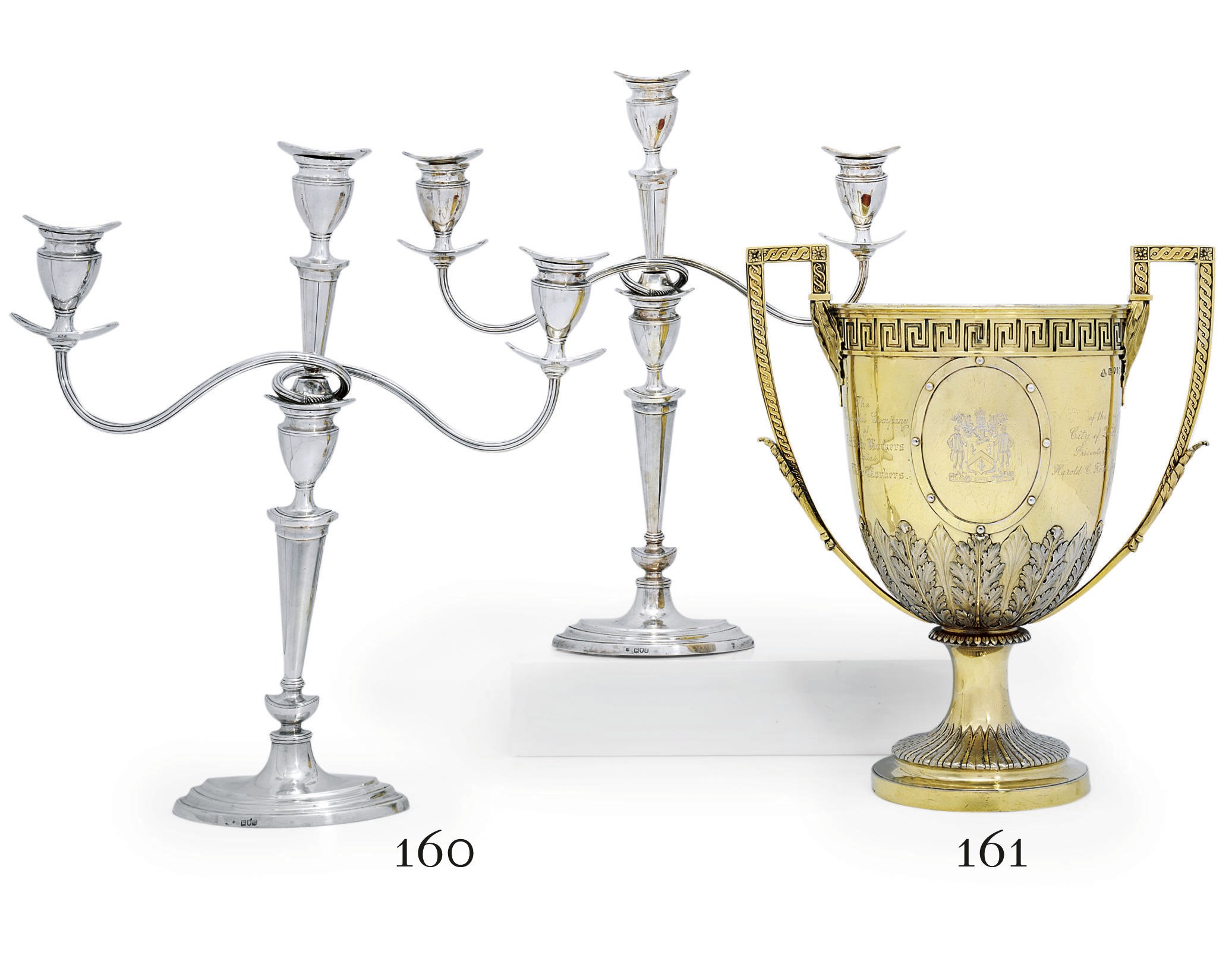 A PAIR OF EDWARD VII SILVER THREE-LIGHT CANDLEABRA